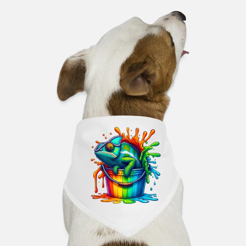 Chamäleon - Hunde-Bandana - Weiß