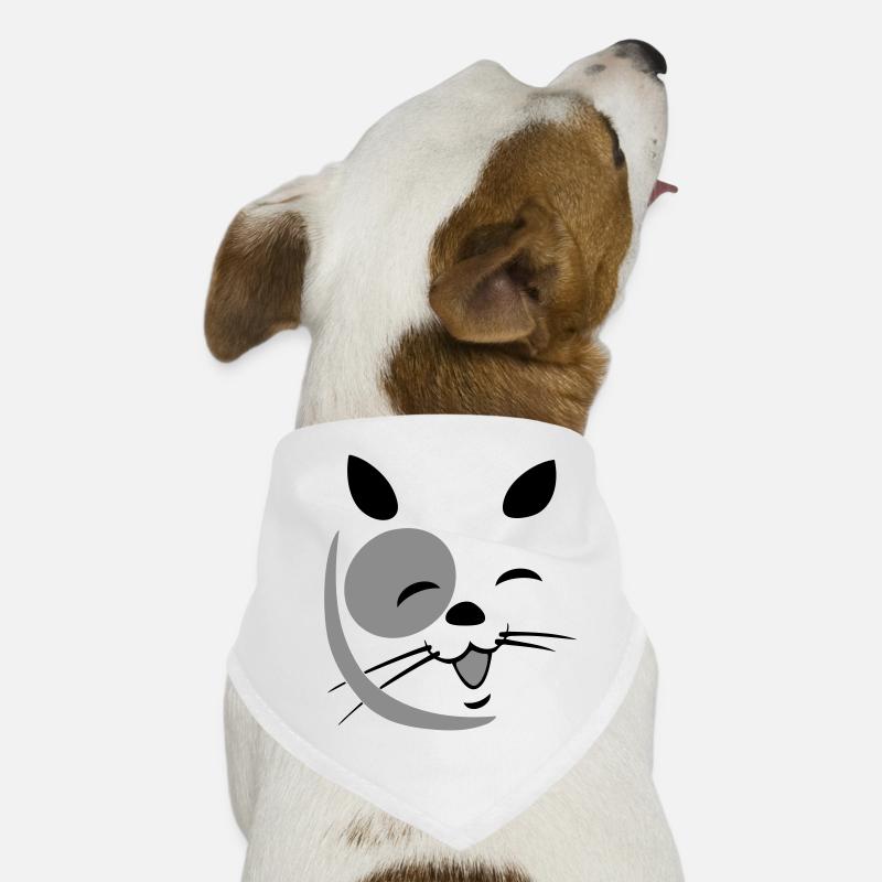 Katzengesicht - Hunde-Bandana - Weiß