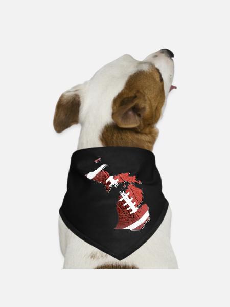Michigan (United States) | real football | Map - Dog Bandana - black - Front