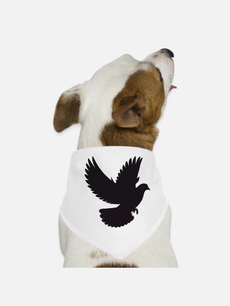 Colombe paisible en vol – Style silhouette - Bandana pour chien - blanc - Devant