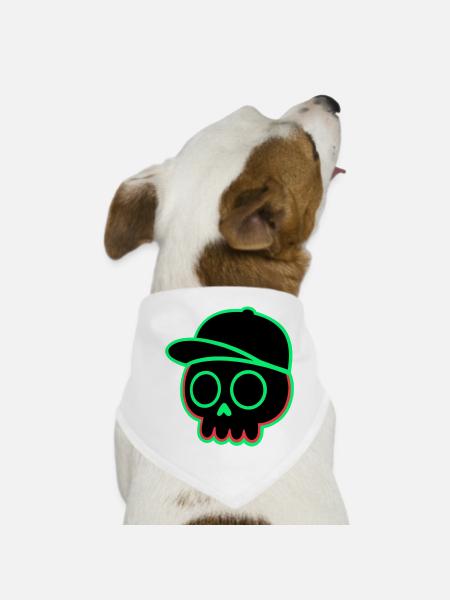 Neon Schädel Cap - Hunde-Bandana - Weiß - Vorne