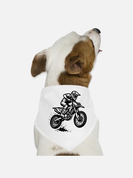 Motocross Design - Hunde-Bandana - Weiß - Vorne
