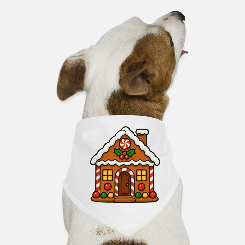 Gingerbread house with candy cane motif Dog Bandana