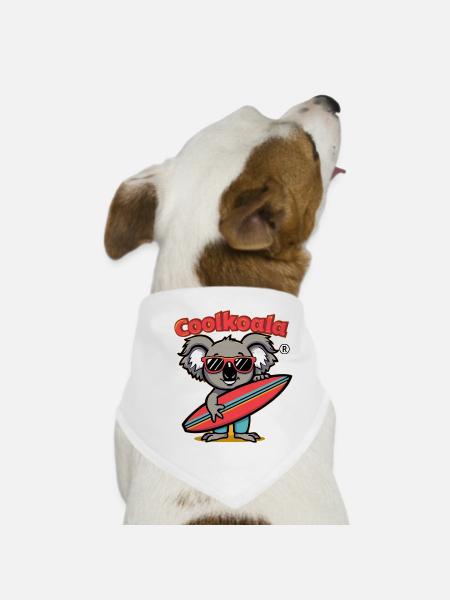Koala Surfer with Sunglasses - Dog Bandana - white - Front