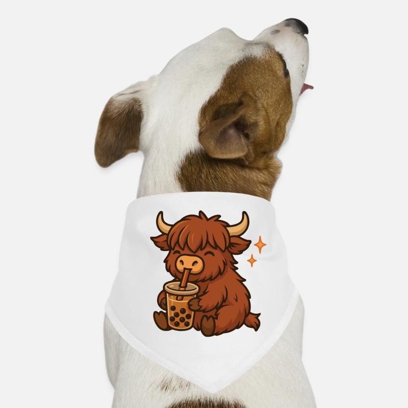 Highland beef with bubble tea kawaii highland beef Dog Bandana