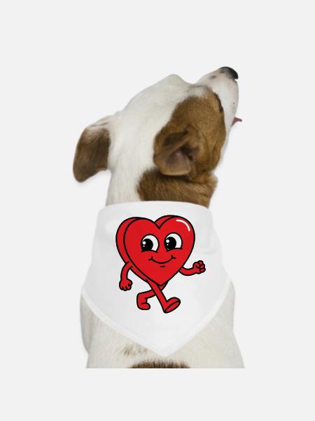 Walking Heart - Dog Bandana - white - Front
