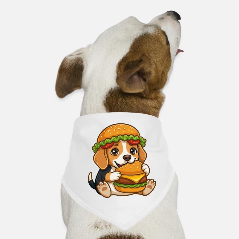 Cute Dog with Burger Cartoon Dog Bandana