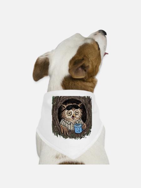 Caffeine is a Lie Eule Kaffee - Hunde-Bandana - Weiß - Vorne