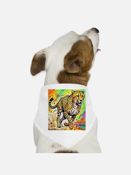 guépard - Bandana pour chien - blanc - Devant