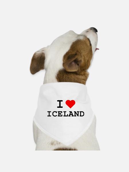 Ich liebe Island - I love Iceland - Dog Bandana - white - Front