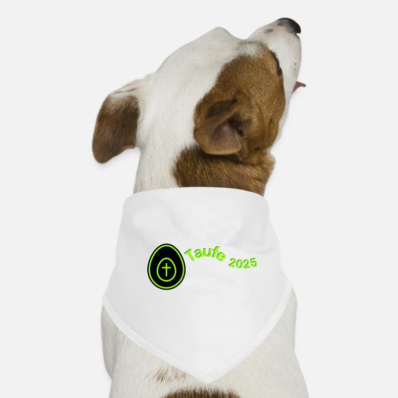 Baptême 2025 Croix dans l’oeuf paysage vert clair Bandana pour chien