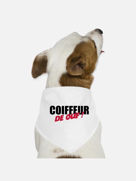 Coiffure / Coiffeur / Coiffeuse / Mode / Cheveux - Bandana pour chien - blanc - Devant