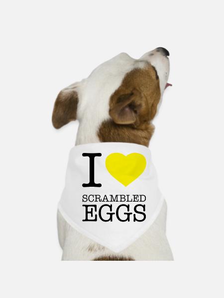 I LOVE SCRAMBLED EGGS Rührei - Hunde-Bandana - Weiß - Vorne