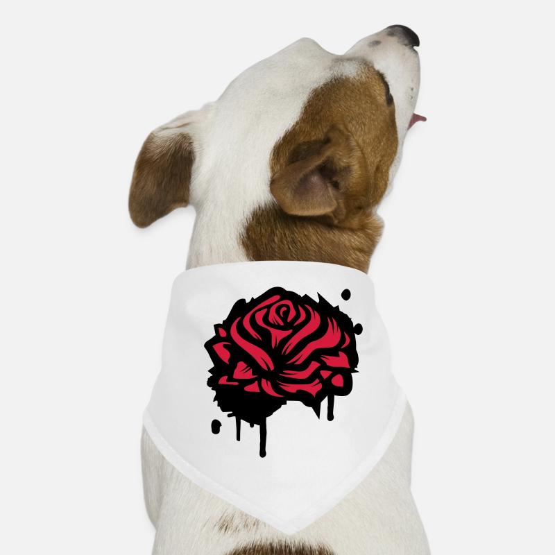 Une rose comme un graffiti - Bandana pour chien - blanc