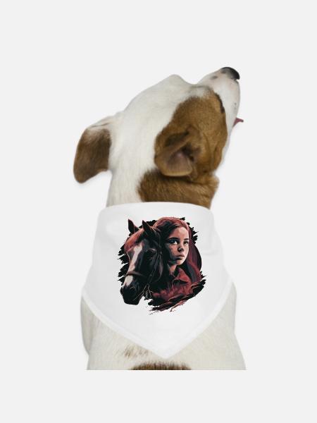 Pferdemädchen - Hunde-Bandana - Weiß - Vorne
