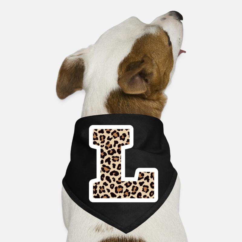letter L leopard print - birthday gift idea Dog Bandana
