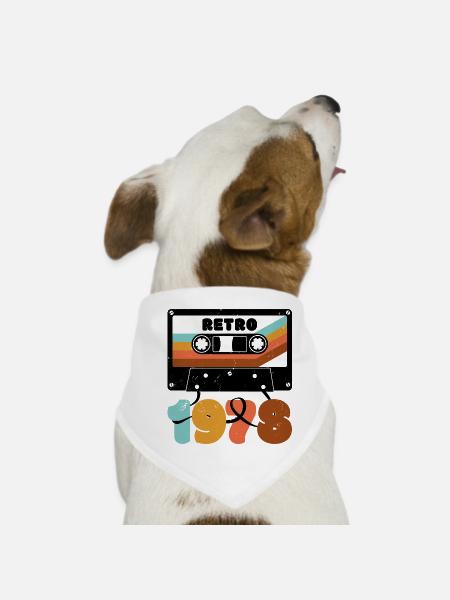 1978 Retro Music Tape Cassette - Dog Bandana - white - Front