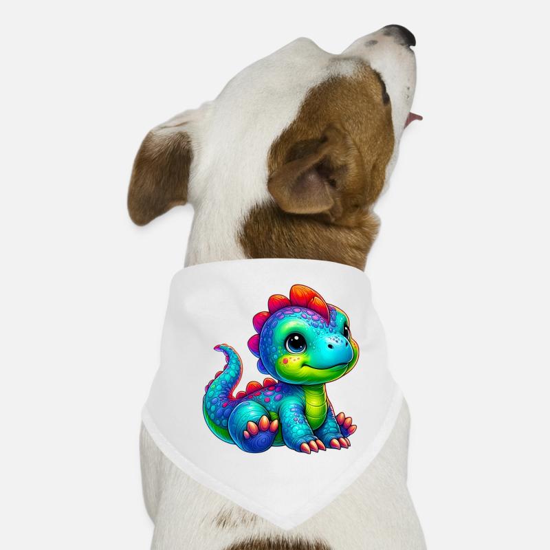 Dinosaurier - Hunde-Bandana - Weiß
