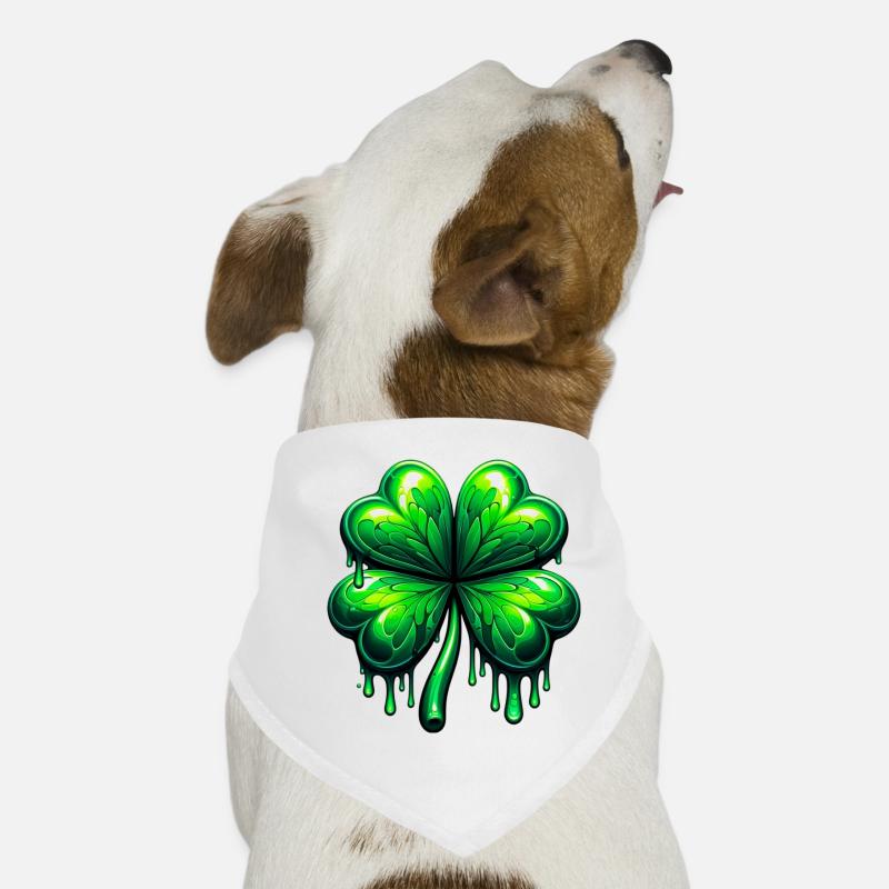Vierblättriges Kleeblatt - Hunde-Bandana - Weiß