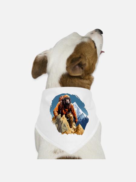 Monkey Mountaineer / Hiking Monkey - Dog Bandana - white - Front