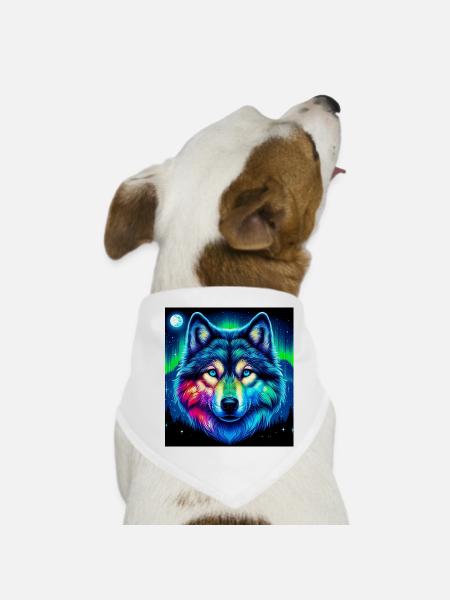 Loup - Bandana pour chien - blanc - Devant