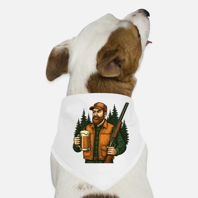 Waldjäger mit Bier und Gewehr Hunde-Bandana