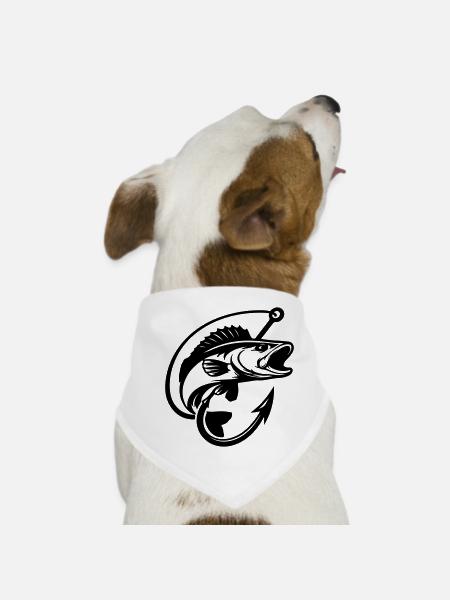 Pike Fishing Logo - Dog Bandana - white - Front