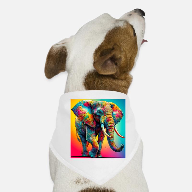 Elefant - Hunde-Bandana - Weiß