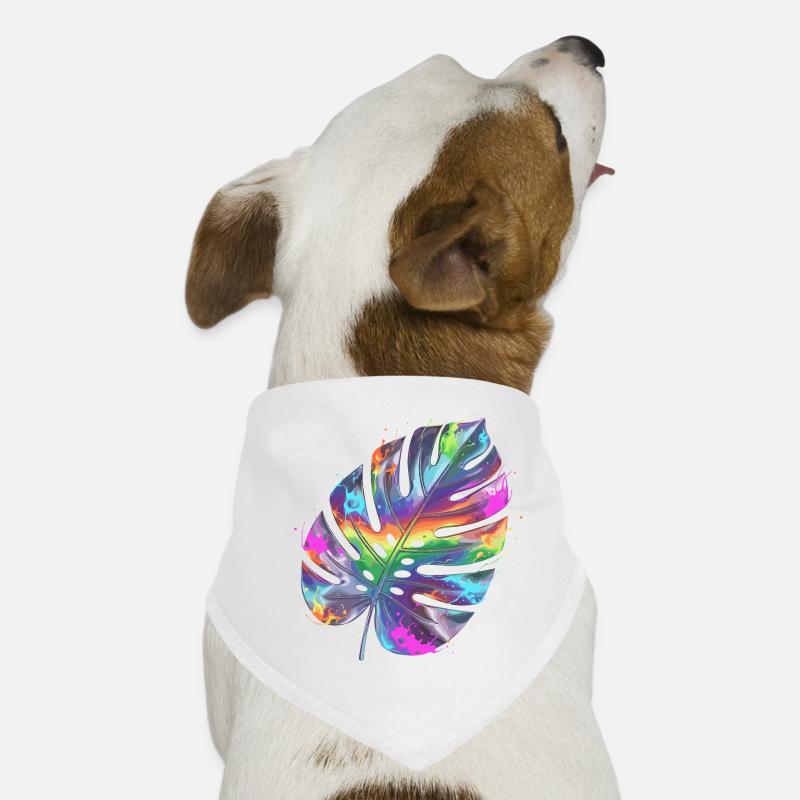 Regenbogen Monstera Wasserfarbe Hunde-Bandana