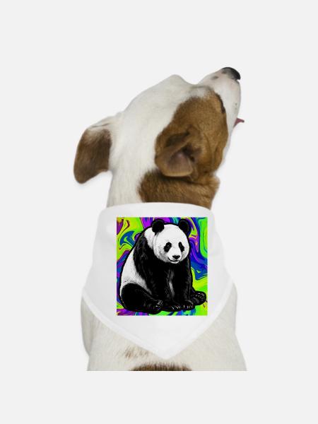 Panda - Hunde-Bandana - Weiß - Vorne