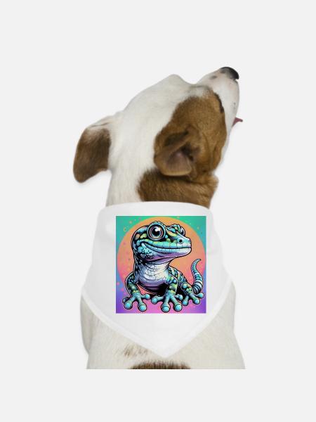 Gecko - Hunde-Bandana - Weiß - Vorne