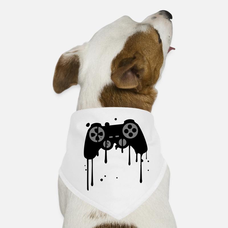 controller graffiti tropfen klex farbe spritzer - Hunde-Bandana - Weiß