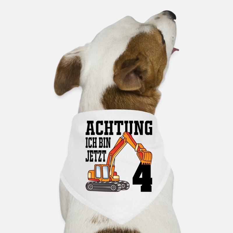 Achtung Ich Bin Jetzt 4 - Bagger 4. Geburtstag Hunde-Bandana