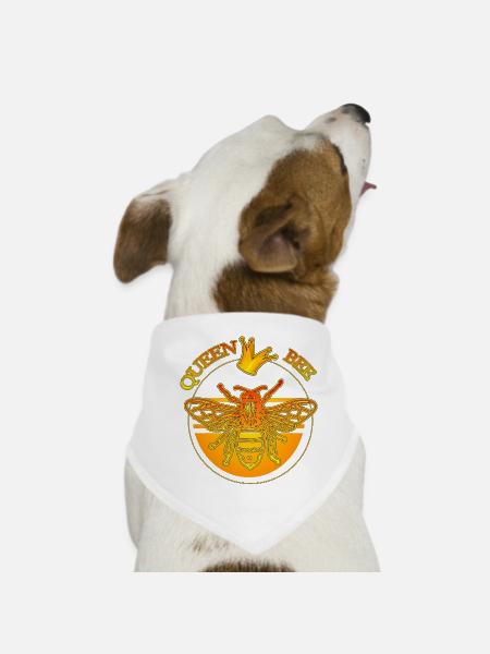 queen bee - queen bee & golden crown - Dog Bandana - white - Front