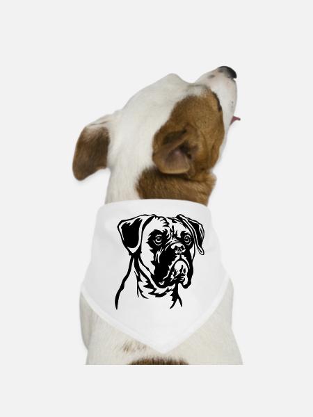 Tête de boxeur - Bandana pour chien - blanc - Devant