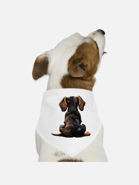 Dackel - Hunde-Bandana - Weiß - Vorne