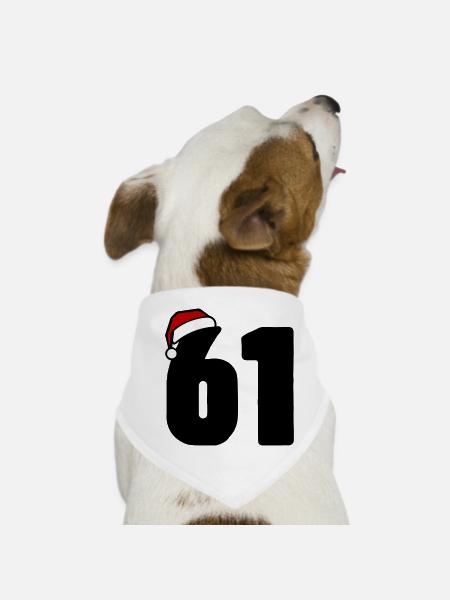 61 Number Christmas - Dog Bandana - white - Front