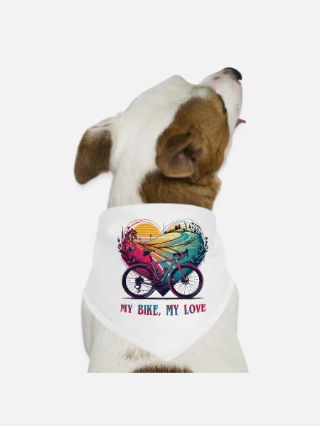Bike Love Heartscape - Dog Bandana - white - Front