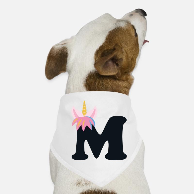 Einhorn-Buchstabe Regenbogenstyle "M" | be unique Hunde-Bandana