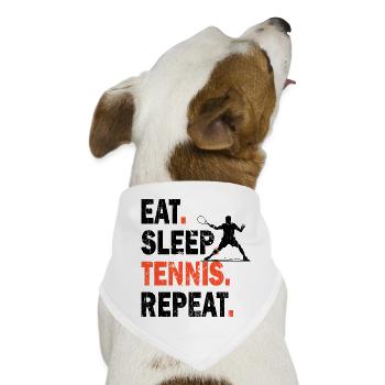 Shirt Tennis Eat Sleep Tennis Repeat Design Dunkel - Hunde-Bandana - Weiß - Vorne