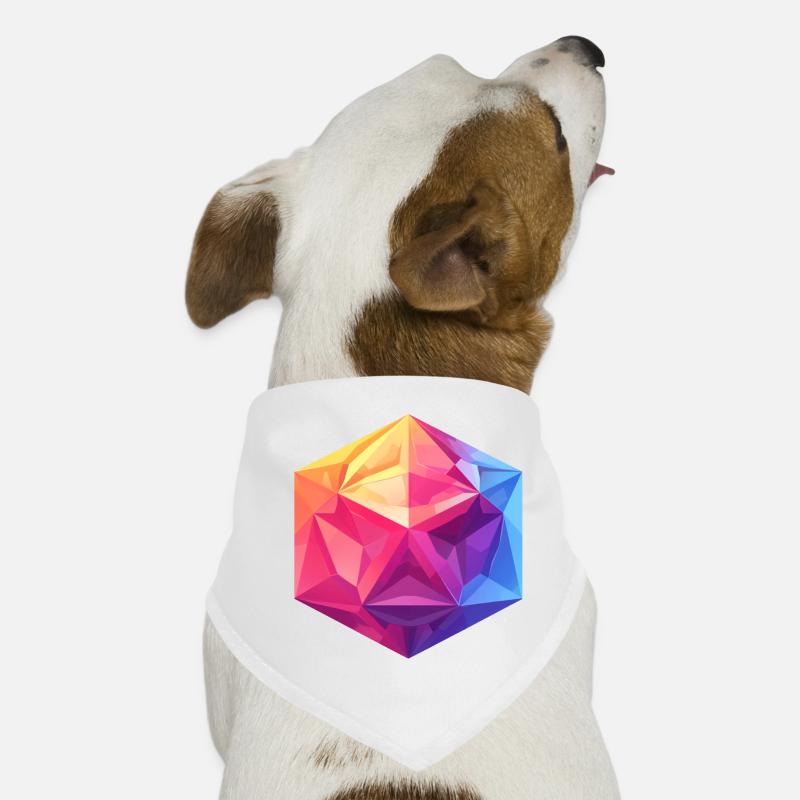 Geometric D20 Cube – Colorful RPG Design Dog Bandana