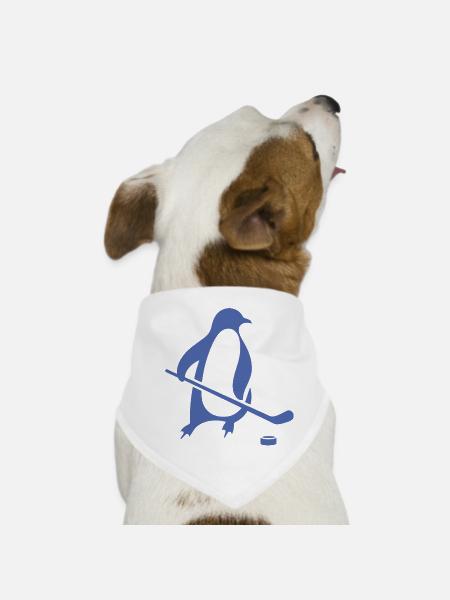 Pinguin Eishockey Silhouette Minimalistisch - Hunde-Bandana - Weiß - Vorne