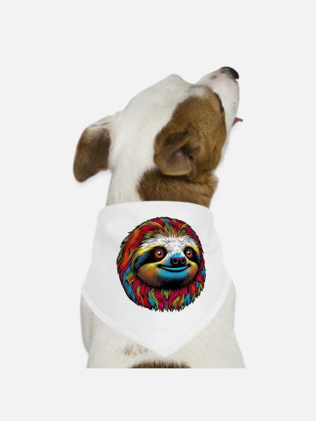 Faultier - Hunde-Bandana - Weiß - Vorne