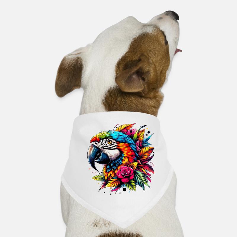 Papagei - Hunde-Bandana - Weiß