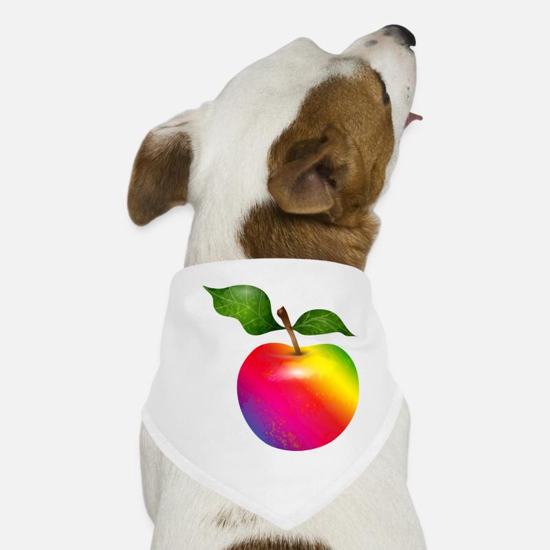 Pomme arc-en-ciel colorée avec des feuilles Illustration Bandana pour chien