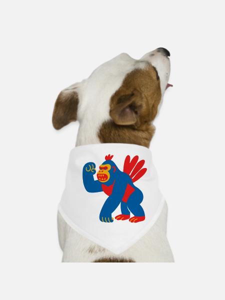 Popart Fantasy Gorilla - Dog Bandana - white - Front