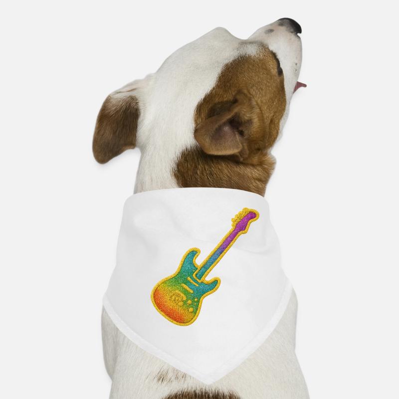 Colorful Glitter Guitar Rock Design Dog Bandana
