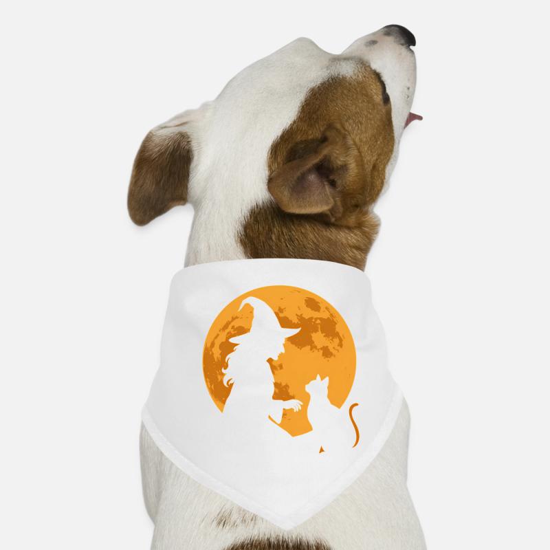 Sort de lune Sorcière et Silhouette de chat Bandana pour chien