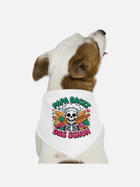Papa Backt Das Schon Skelett Cupcakes - Hunde-Bandana - Weiß - Vorne