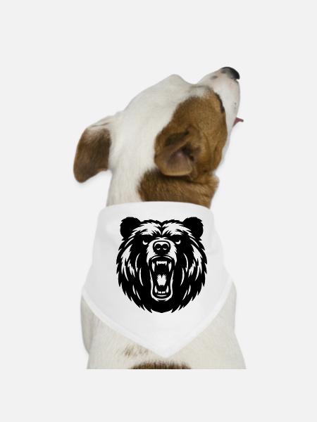 Grizzli russe – Motif fort ! - Bandana pour chien - blanc - Devant